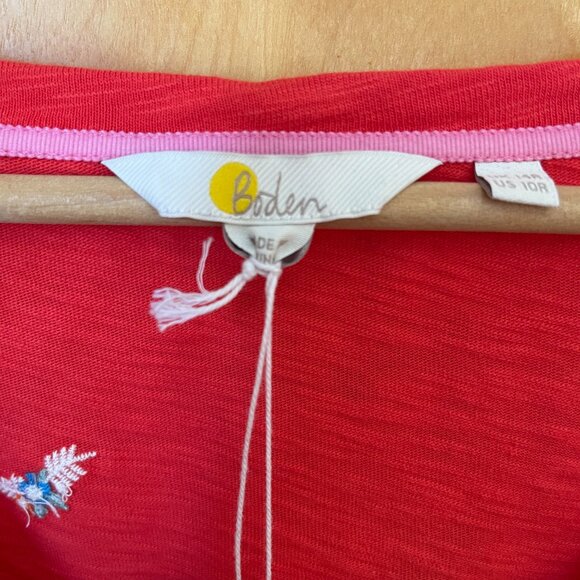 NWT Boden Cherry Red Embroidered Parrot Shift Dress - Size 10R - Picture 5 of 7